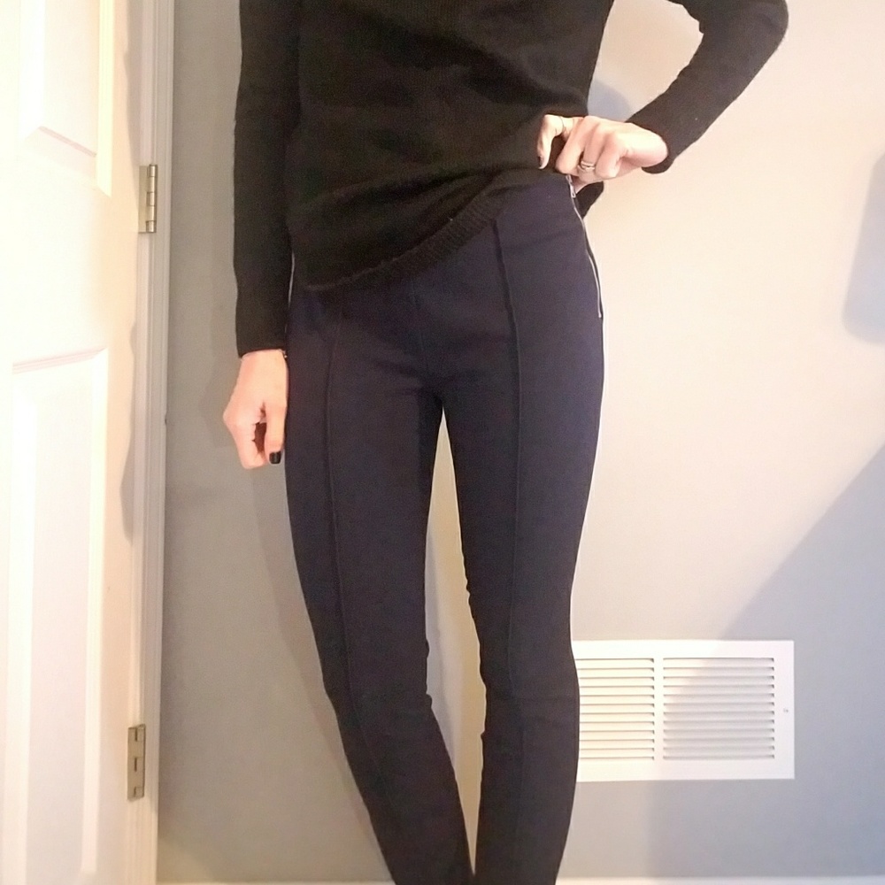 Navy Side Zip Pant